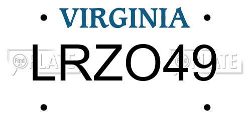 LRZO49 Virginia License Plate