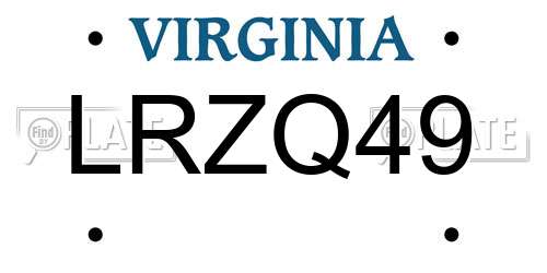 LRZQ49 Virginia License Plate