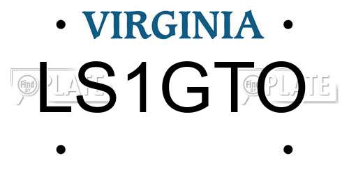 LS1GTO Virginia License Plate