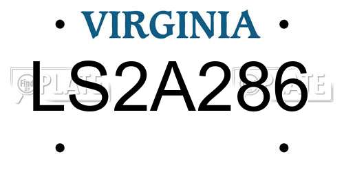 LS2A286 Virginia License Plate