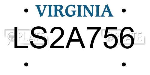 LS2A756 Virginia License Plate