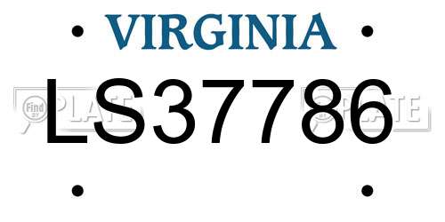 LS37786 Virginia License Plate