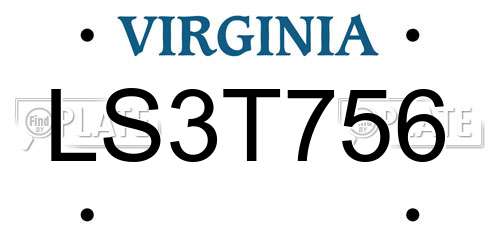 LS3T756 Virginia License Plate