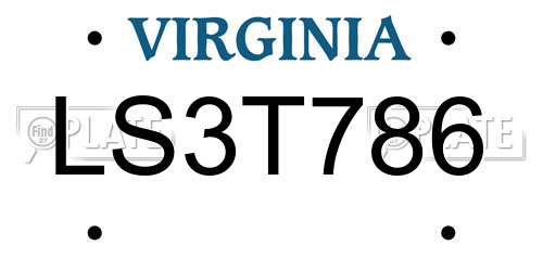 LS3T786 Virginia License Plate