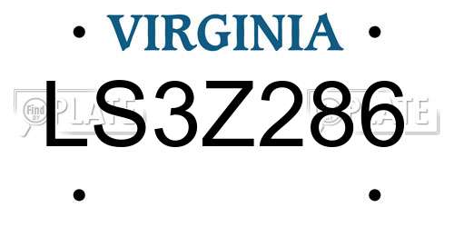 LS3Z286 Virginia License Plate