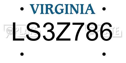 LS3Z786 Virginia License Plate