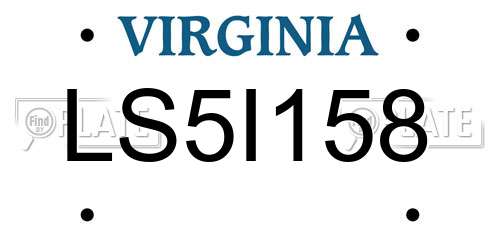 LS5I158 Virginia License Plate