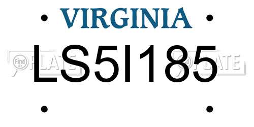 LS5I185 Virginia License Plate