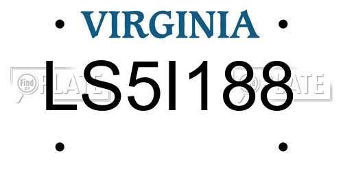 LS5I188 Virginia License Plate