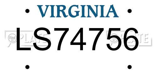 LS74756 Virginia License Plate
