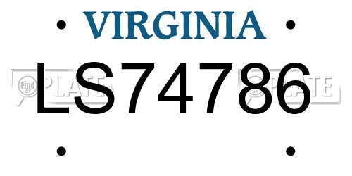 LS74786 Virginia License Plate