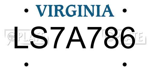 LS7A786 Virginia License Plate