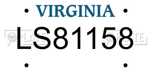 LS81158 Virginia License Plate