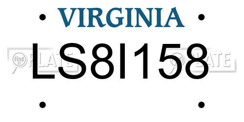 LS8I158 Virginia License Plate