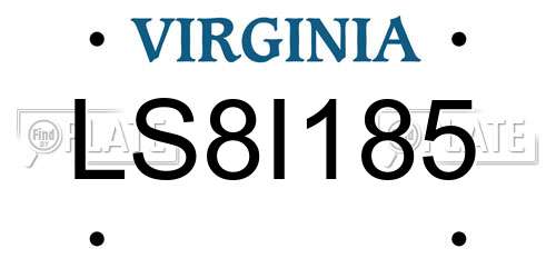 LS8I185 Virginia License Plate