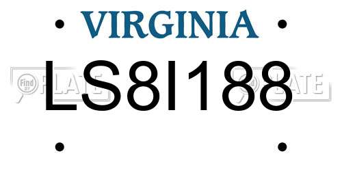 LS8I188 Virginia License Plate