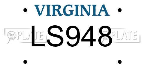 LS948 Virginia License Plate