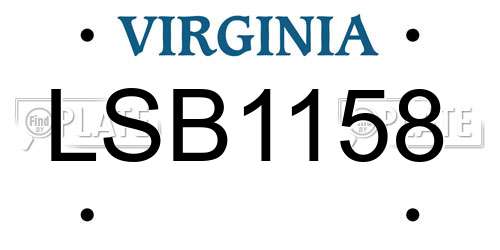 LSB1158 Virginia License Plate