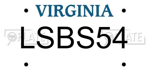 LSBS54 Virginia License Plate
