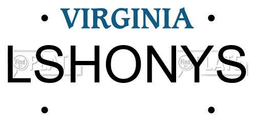 LSHONYS Virginia License Plate