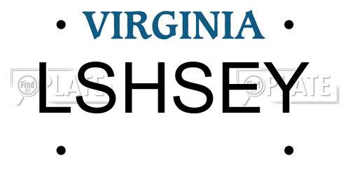 LSHSEY Virginia License Plate
