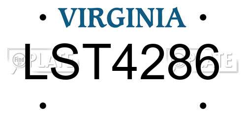 LST4286 Virginia License Plate