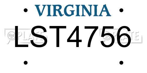 LST4756 Virginia License Plate