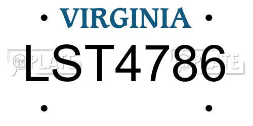 LST4786 Virginia License Plate