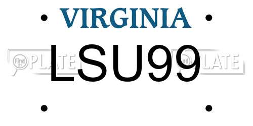 LSU99 Virginia License Plate