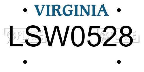 LSW0528 Virginia License Plate