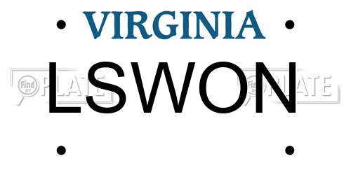 LSWON Virginia License Plate