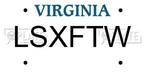 LSXFTW Virginia License Plate