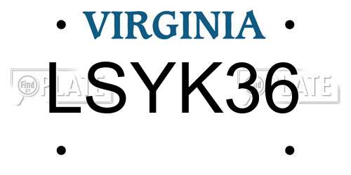 LSYK36 Virginia License Plate