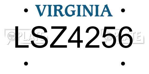LSZ4256 Virginia License Plate