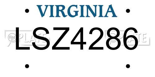 LSZ4286 Virginia License Plate