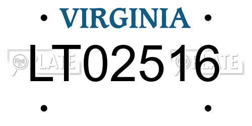 LT02516 Virginia License Plate