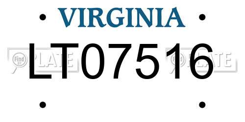 LT07516 Virginia License Plate