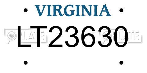 LT23630 Virginia License Plate