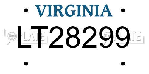 LT28299 Virginia License Plate