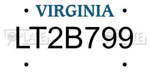 LT2B799 Virginia License Plate