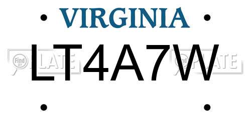 LT4A7W Virginia License Plate