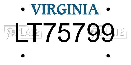 LT75799 Virginia License Plate