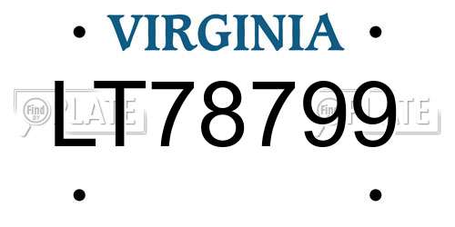 LT78799 Virginia License Plate