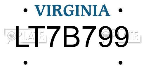 LT7B799 Virginia License Plate