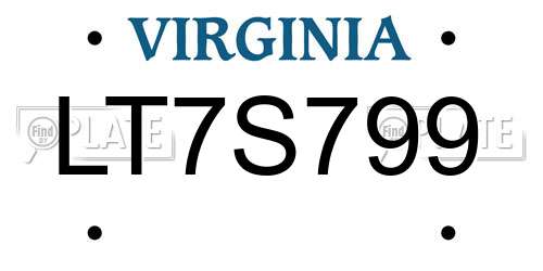 LT7S799 Virginia License Plate