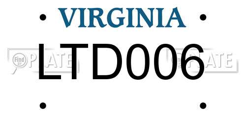 LTD006 Virginia License Plate