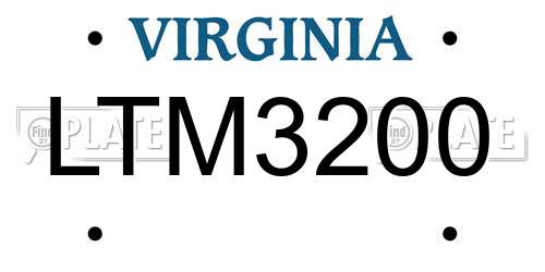 LTM3200 Virginia License Plate