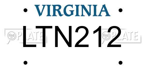 LTN212 Virginia License Plate