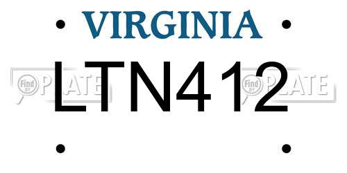 LTN412 Virginia License Plate