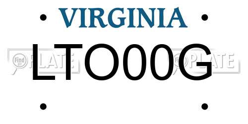 LTO00G Virginia License Plate